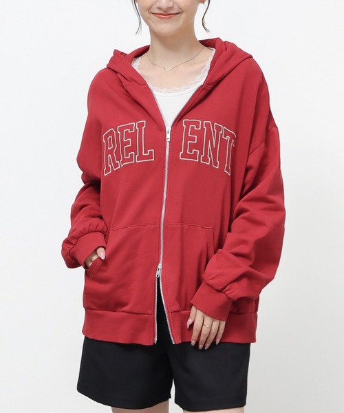 Honeys(ハニーズ)の「ロゴビッグジップパーカー(パーカー・レディース・ピンク/グリーン/ネイビー/杢グレー・M/L)」の12枚目の写真