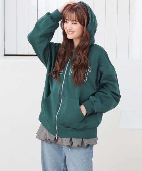 Honeys(ハニーズ)の「ロゴビッグジップパーカー(パーカー・レディース・ピンク/グリーン/ネイビー/杢グレー・M/L)」の16枚目の写真