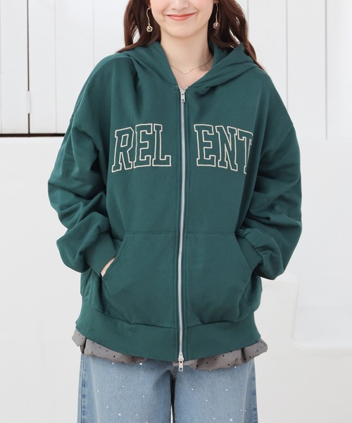 Honeys(ハニーズ)の「ロゴビッグジップパーカー(パーカー・レディース・ピンク/グリーン/ネイビー/杢グレー・M/L)」の17枚目の写真