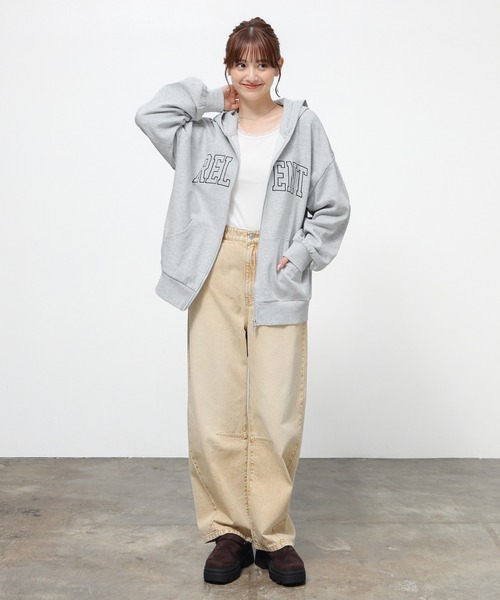 Honeys(ハニーズ)の「ロゴビッグジップパーカー(パーカー・レディース・ピンク/グリーン/ネイビー/杢グレー・M/L)」の18枚目の写真