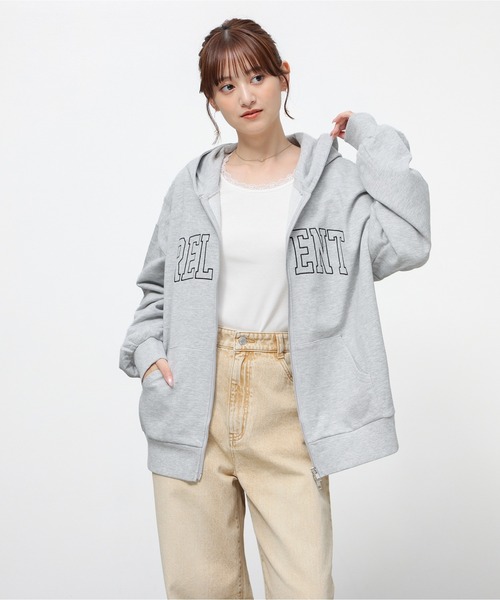 Honeys(ハニーズ)の「ロゴビッグジップパーカー(パーカー・レディース・ピンク/グリーン/ネイビー/杢グレー・M/L)」の19枚目の写真
