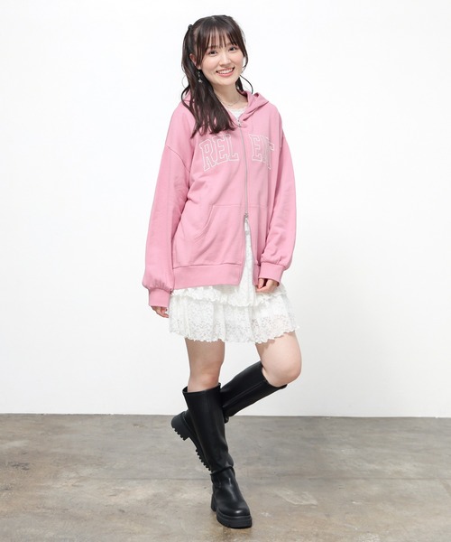 Honeys(ハニーズ)の「ロゴビッグジップパーカー(パーカー・レディース・ピンク/グリーン/ネイビー/杢グレー・M/L)」の21枚目の写真