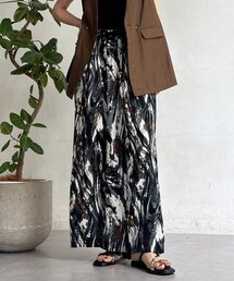 流線柄ワイドパンツ