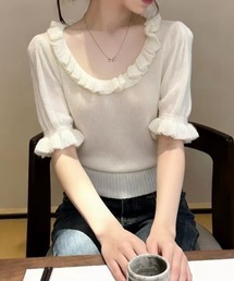 ニットUネックトップス