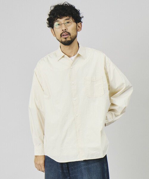 HINSON(ヒンソン)の「HINSON/ヒンソン レギュラーカラー ブロード ロングスリーブシャツ/リラックスフィット(シャツ/ブラウス・メンズ・オフホワイト/サックスブルー/その他9/その他15/その他16・SMALL/MEDIUM/LARGE)」の1枚目の写真