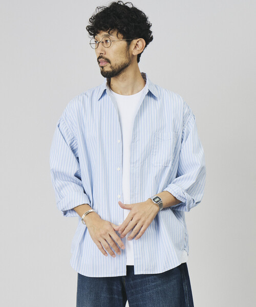 HINSON(ヒンソン)の「HINSON/ヒンソン レギュラーカラー ブロード ロングスリーブシャツ/リラックスフィット(シャツ/ブラウス・メンズ・オフホワイト/サックスブルー/その他9/その他15/その他16・SMALL/MEDIUM/LARGE)」の21枚目の写真
