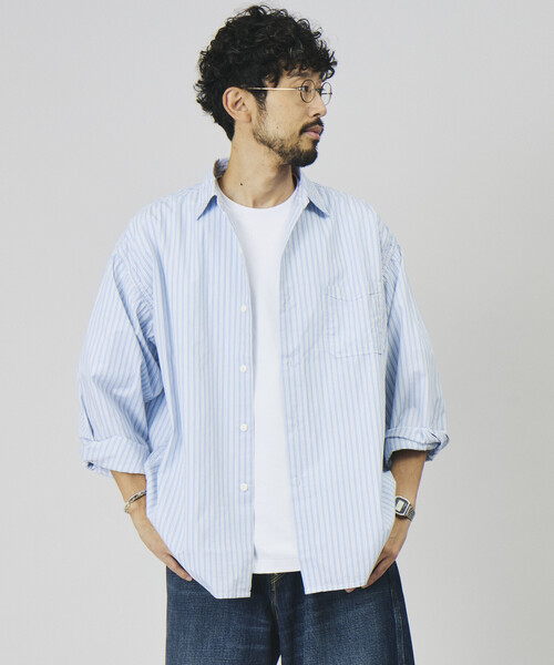 HINSON(ヒンソン)の「HINSON/ヒンソン レギュラーカラー ブロード ロングスリーブシャツ/リラックスフィット(シャツ/ブラウス・メンズ・オフホワイト/サックスブルー/その他9/その他15/その他16・SMALL/MEDIUM/LARGE)」の20枚目の写真