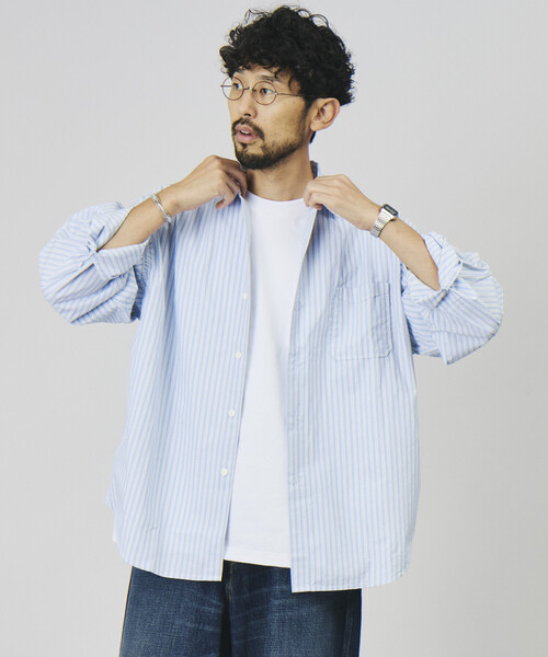 HINSON(ヒンソン)の「HINSON/ヒンソン レギュラーカラー ブロード ロングスリーブシャツ/リラックスフィット(シャツ/ブラウス・メンズ・オフホワイト/サックスブルー/その他9/その他15/その他16・SMALL/MEDIUM/LARGE)」の19枚目の写真