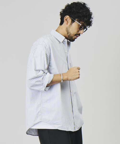 HINSON(ヒンソン)の「HINSON/ヒンソン レギュラーカラー ブロード ロングスリーブシャツ/リラックスフィット(シャツ/ブラウス・メンズ・オフホワイト/サックスブルー/その他9/その他15/その他16・SMALL/MEDIUM/LARGE)」の9枚目の写真