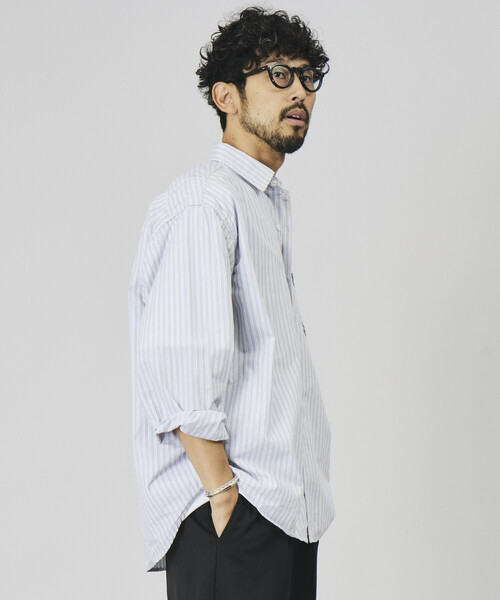HINSON(ヒンソン)の「HINSON/ヒンソン レギュラーカラー ブロード ロングスリーブシャツ/リラックスフィット(シャツ/ブラウス・メンズ・オフホワイト/サックスブルー/その他9/その他15/その他16・SMALL/MEDIUM/LARGE)」の8枚目の写真