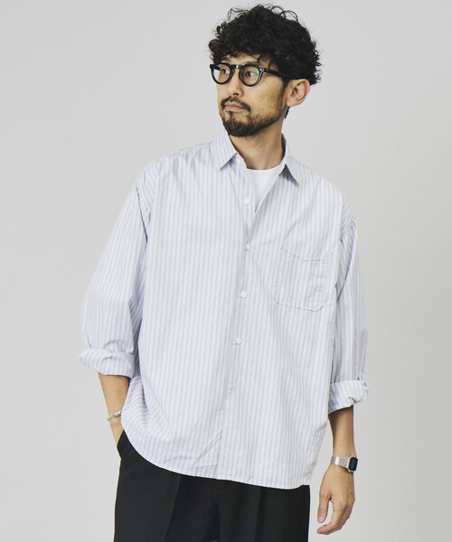 HINSON(ヒンソン)の「HINSON/ヒンソン レギュラーカラー ブロード ロングスリーブシャツ/リラックスフィット(シャツ/ブラウス・メンズ・オフホワイト/サックスブルー/その他9/その他15/その他16・SMALL/MEDIUM/LARGE)」の6枚目の写真