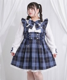 ハイウエストレースアップリボンハートワンピース