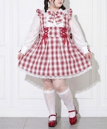 ハイウエストレースアップリボンハートワンピース