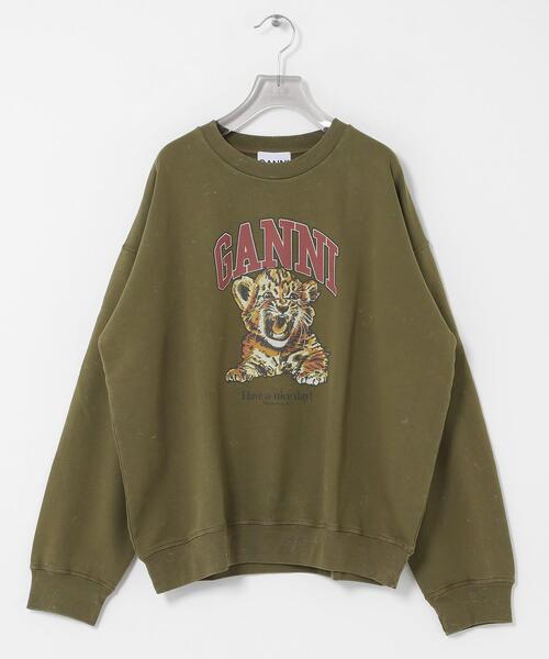 GANNI(ガニー)の「GANNI ISOLI CREWNECK TIGER(スウェット・レディース・オリーブ・SMALL)」の1枚目の写真