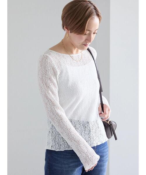 Te chichi(テチチ)の「ストレッチレースカットプルオーバー(Tシャツ/カットソー・レディース・オフホワイト/ブラック/ブラウン・F)」の1枚目の写真