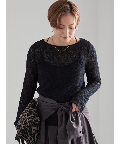 Te chichi(テチチ)の「ストレッチレースカットプルオーバー(Tシャツ/カットソー・レディース・オフホワイト/ブラック/ブラウン・F)」の22枚目の写真