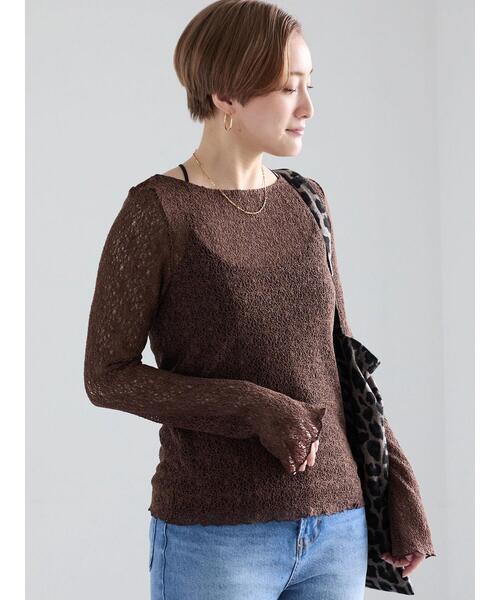 Te chichi(テチチ)の「ストレッチレースカットプルオーバー(Tシャツ/カットソー・レディース・オフホワイト/ブラック/ブラウン・F)」の5枚目の写真