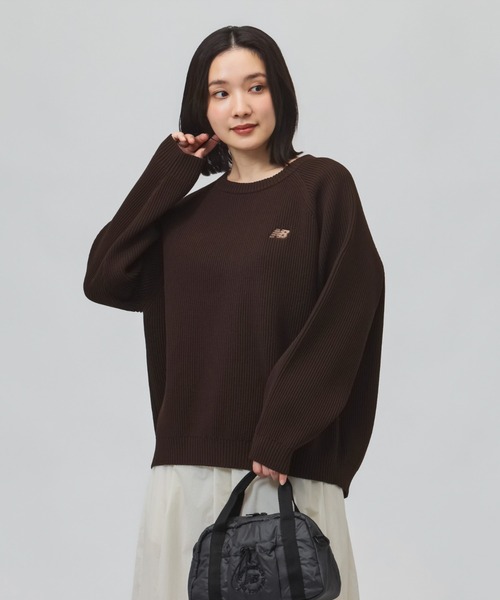 NEW BALANCE（ニューバランス）の「【別注】ニューバランス New Balance ニットプルオーバー 限定コラボ（ニット/セーター・レディース・ブラウン/ブラック/アイボリー・S/M/L/XL）」の5枚目の写真