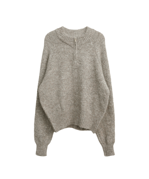 SLOWLOLLI（スローローリ）の「Boucle half zip knit_3 Colors（ニット/セーター・レディース・ベージュ/ブラウン/グレー・FREE）」の3枚目の写真