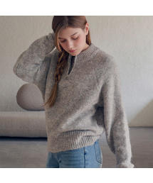 Boucle half zip knit_3 Colors