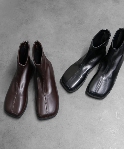 THE CELL.(ザセルドット)の「スクエアショートブーツ SQUARE ANKLE BOOTS(ブーツ・レディース・ブラック/ブラウン・39/37/35)」の3枚目の写真