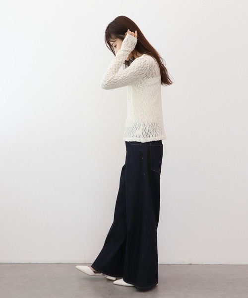 Jines(ジネス)の「オーガニックシュリンクレース長袖Tシャツ(Tシャツ/カットソー・レディース・ベージュ/ブラック・38)」の15枚目の写真
