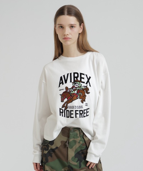 AVIREX（アヴィレックス）の「FLOCKY PRINT TOMCAT T-SHIRT（Tシャツ/カットソー・レディース・オフホワイト/ブラック・F）」の2枚目の写真