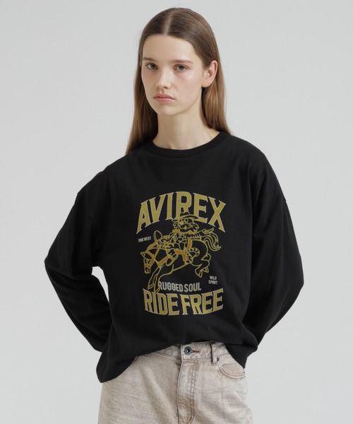 AVIREX（アヴィレックス）の「FLOCKY PRINT TOMCAT T-SHIRT（Tシャツ/カットソー・レディース・オフホワイト/ブラック・F）」の3枚目の写真