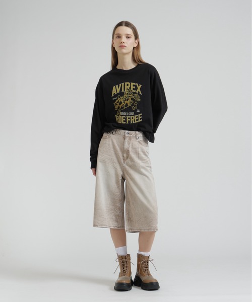 AVIREX（アヴィレックス）の「FLOCKY PRINT TOMCAT T-SHIRT（Tシャツ/カットソー・レディース・オフホワイト/ブラック・F）」の4枚目の写真