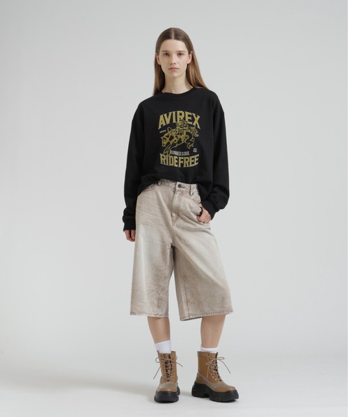 AVIREX（アヴィレックス）の「FLOCKY PRINT TOMCAT T-SHIRT（Tシャツ/カットソー・レディース・オフホワイト/ブラック・F）」の5枚目の写真