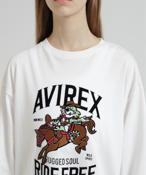 AVIREX（アヴィレックス）の「FLOCKY PRINT TOMCAT T-SHIRT（Tシャツ/カットソー・レディース・オフホワイト/ブラック・F）」の10枚目の写真
