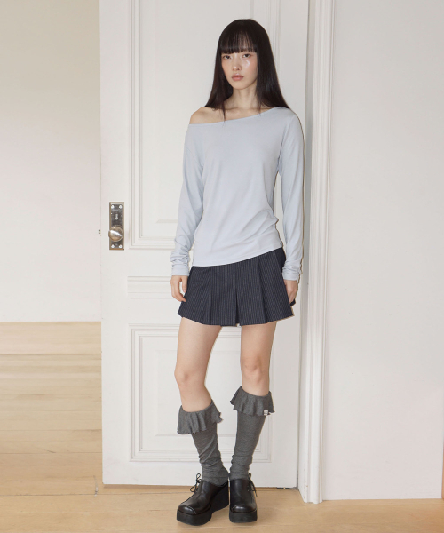 UGLY SHADOW(アグリーシャドウ)の「ボートベーシックTシャツ(ブルー)(Tシャツ/カットソー・レディース・その他・FREE)」の2枚目の写真