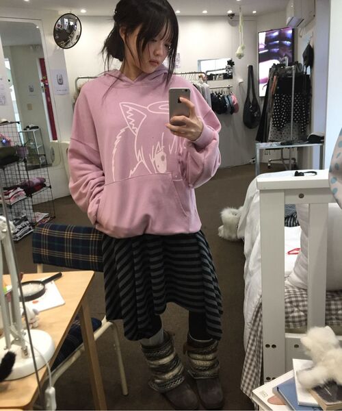 ITZAVIBE(イッザバイブ)の「CAT GIRL HOODIE - PINK(パーカー・レディース・その他・FREE)」の8枚目の写真