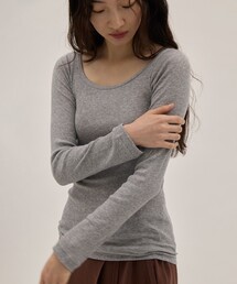 [ATON/エイトン]COMPACT RIB LONG SLEEVE T-SHIRT/コンパクトリブロングスリーブトップス