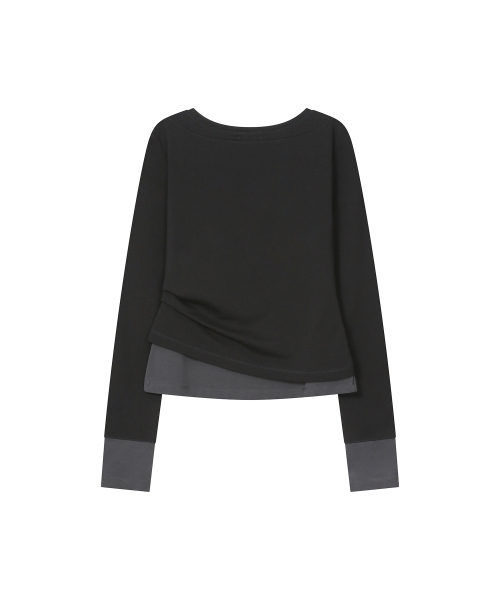 Miseki SEOUL（ミセキソウル）の「Asymmetric contrast long sleeve BLACK（Tシャツ/カットソー・レディース・その他・1/2）」の3枚目の写真