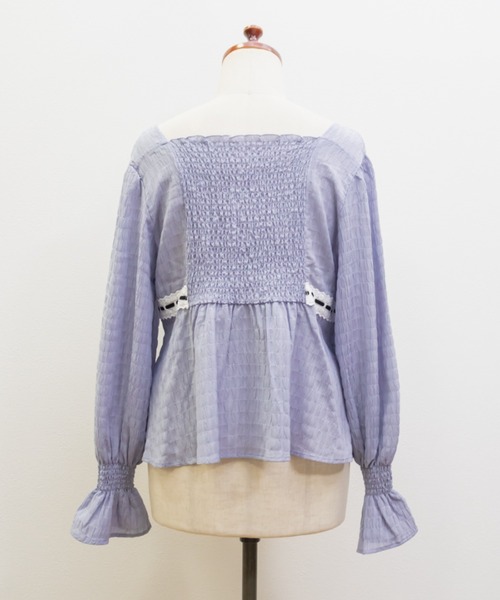 CLETTE(クレット)の「ハシゴレース切替ブラウス(シャツ/ブラウス・レディース・ブルー/オフホワイト/ブラック・LL/4L/3L)」の16枚目の写真