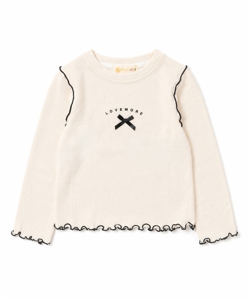 aimoha(アイモハ)の「【aimoha KIDS】リボンモチーフ メローフリル長袖Tシャツ(Tシャツ/カットソー・キッズ・ブラック/ライトベージュ・110/100/120/130)」の4枚目の写真
