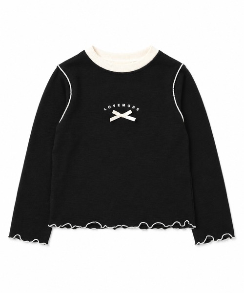 aimoha(アイモハ)の「【aimoha KIDS】リボンモチーフ メローフリル長袖Tシャツ(Tシャツ/カットソー・キッズ・ブラック/ライトベージュ・110/100/120/130)」の3枚目の写真