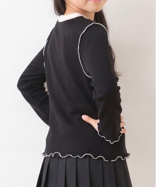 aimoha(アイモハ)の「【aimoha KIDS】リボンモチーフ メローフリル長袖Tシャツ(Tシャツ/カットソー・キッズ・ブラック/ライトベージュ・110/100/120/130)」の7枚目の写真