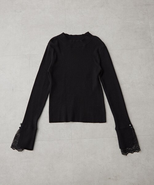 Remind me and forever(リマインドミーアンドフォーエバー)の「上品見え叶う、袖レースリブニット(ニット/セーター・レディース・ブラック/アイボリー/ネイビー/チャコールグレー/ボルドー/グレイッシュベージュ・FREE)」の19枚目の写真