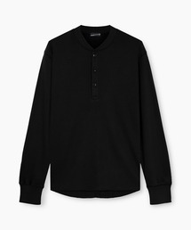 ORGANIC COTTON THERMAL HENLEY NECK LONG SLEEVE T-SHIRT