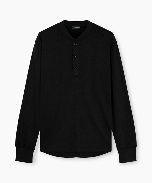 LAD MUSICIAN(ラッドミュージシャン)の「ORGANIC COTTON THERMAL HENLEY NECK LONG SLEEVE T-SHIRT(Tシャツ/カットソー・メンズ・ブラック・46/44/42)」の1枚目の写真