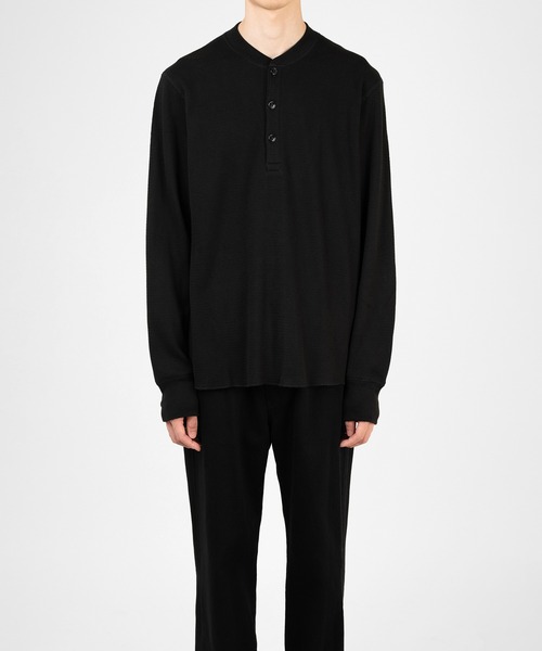 LAD MUSICIAN(ラッドミュージシャン)の「ORGANIC COTTON THERMAL HENLEY NECK LONG SLEEVE T-SHIRT(Tシャツ/カットソー・メンズ・ブラック・46/44/42)」の2枚目の写真