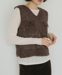 【cheriella】ポケット付きフェザーニットベスト POCKET FEATHER VEST