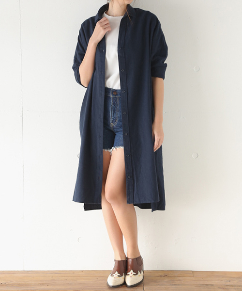 SLY(スライ)の「ラフLONG SH-S(シャツ/ブラウス・レディース・ネイビー/ホワイト・FREE)」の2枚目の写真