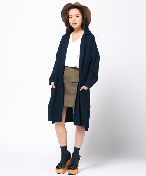 SLY(スライ)の「ラフLONG SH-S(シャツ/ブラウス・レディース・ネイビー/ホワイト・FREE)」の7枚目の写真