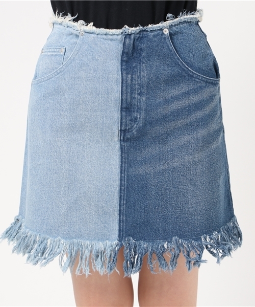 Candy Stripper（キャンディストリッパー）の「GOOD SPIRITS DENIM SKIRTS（デニムスカート・レディース・ライトインディゴブルー/ピンク/インディゴブルー・1/2）」の7枚目の写真