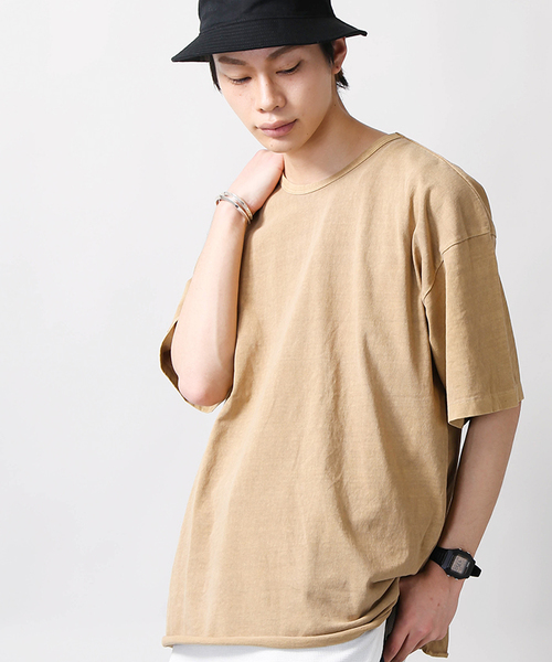 WEGO（ウィゴー）の「WEGO/ピグメントビッグシルエットカットソー（Tシャツ/カットソー・メンズ・ベージュ/スミクロ/ライトピンク/ブルー系その他5/イエロー系その他6/ホワイト系その他5・LARGE/SMALL/MEDIUM）」の4枚目の写真