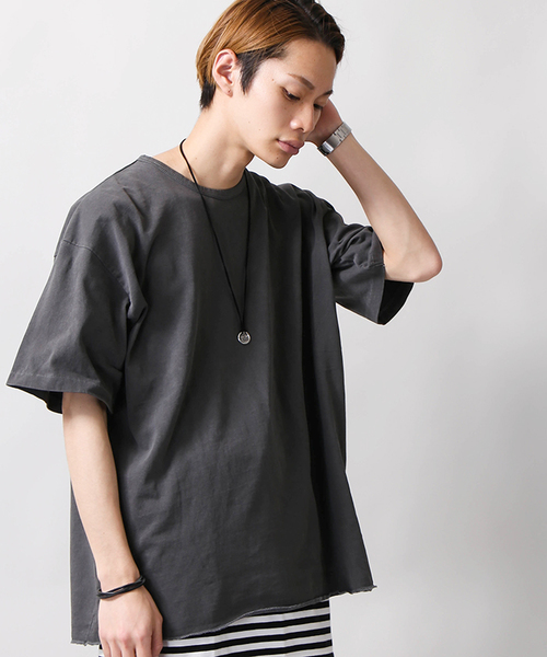 WEGO（ウィゴー）の「WEGO/ピグメントビッグシルエットカットソー（Tシャツ/カットソー・メンズ・ベージュ/スミクロ/ライトピンク/ブルー系その他5/イエロー系その他6/ホワイト系その他5・LARGE/SMALL/MEDIUM）」の3枚目の写真