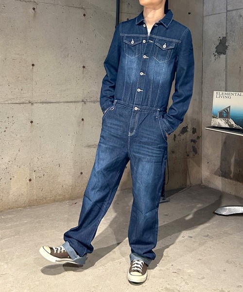 ヴィンテージデザインデニムオールインワンツナギ ジャンプスーツ